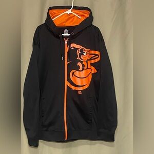 Majestic Baltimore Orioles Cartoon Bird Logo Front Zip Hooded Jacket Size 2XL